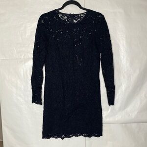 H&M Black Lace Long Sleeve Shift Dress